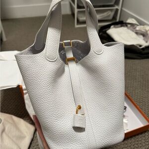 Hermes Picotin 18 new white with gold hardware